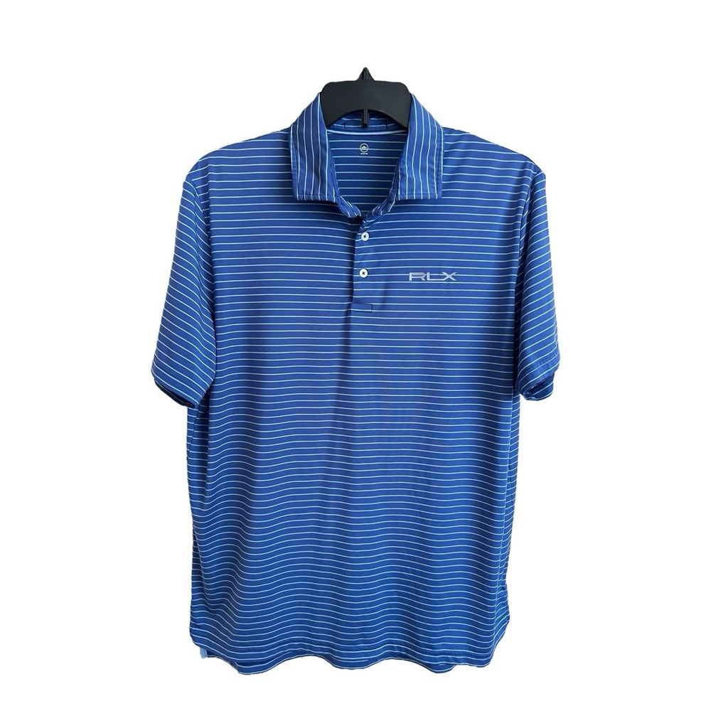 RALPH LAUREN RLX Striped Golf Polo Blue Aqua‎ Short Sleeved Mens Large